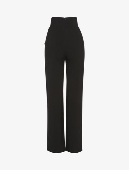 Pantalon flare à boutonnières décoratives - noir - 2