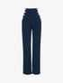 Pantalon flare à boutonnières décoratives - marine - 1