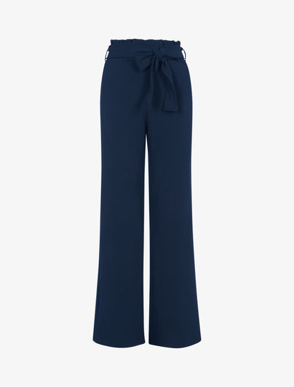 Pantalon ample à taille volantée - marine - 3