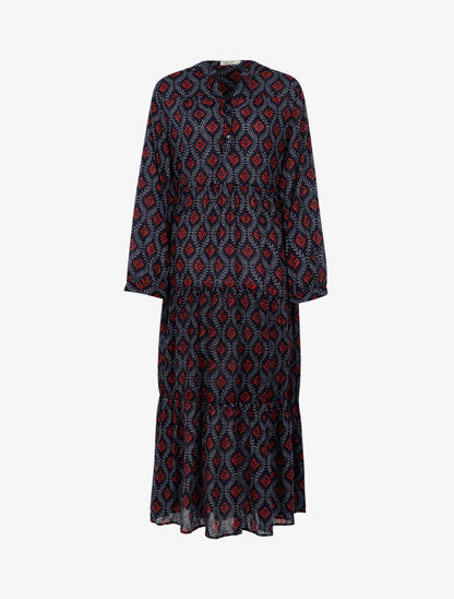Robe bohème imprimé fleurs abstraites - bleu nuit - 1