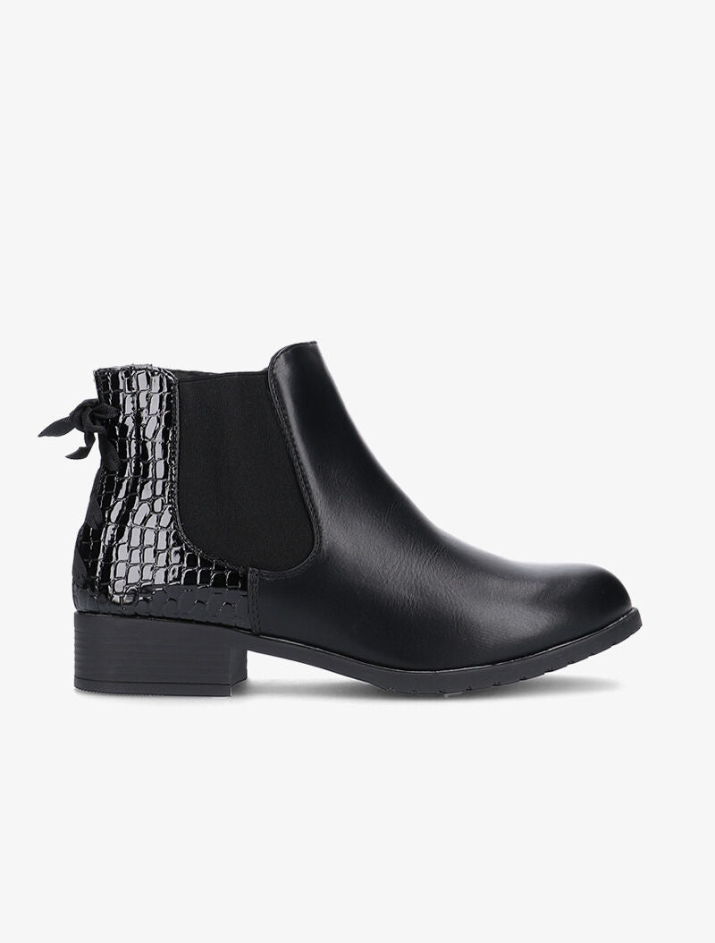 Boots en simili à contrefort en croco vernis - noir - 2