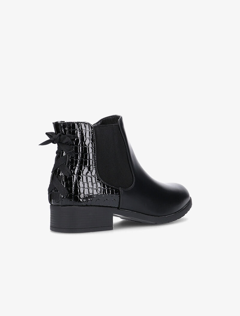 Boots en simili à contrefort en croco vernis - noir - 5