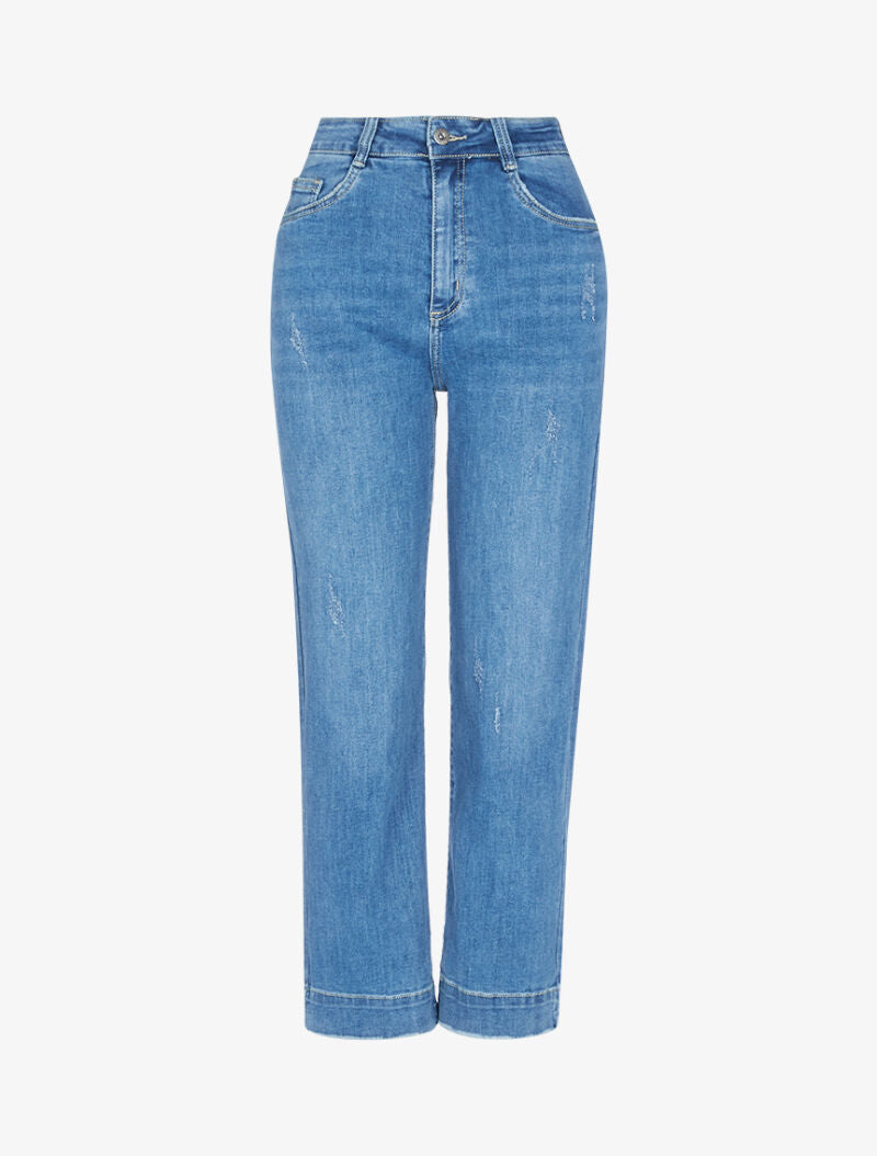 Jean style jupe culotte 7/8 - bleu denim