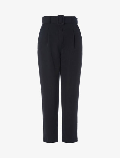 Pantalon uni à taille empire - noir - 2