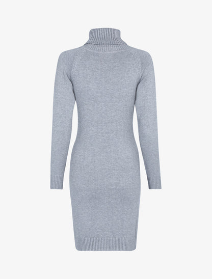Robe-pull col roulé et maille torsadée - gris - 2