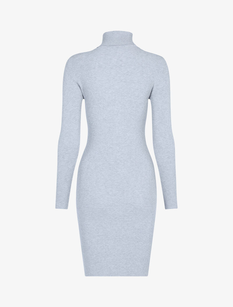 Robe-pull côtelée à col roulé - gris - 3