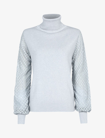 Pull à manches en dentelle imprimé - gris - 2