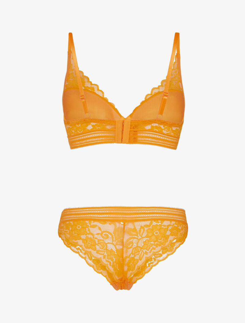 Ensemble bustier en dentelle et bandes - orange - 2