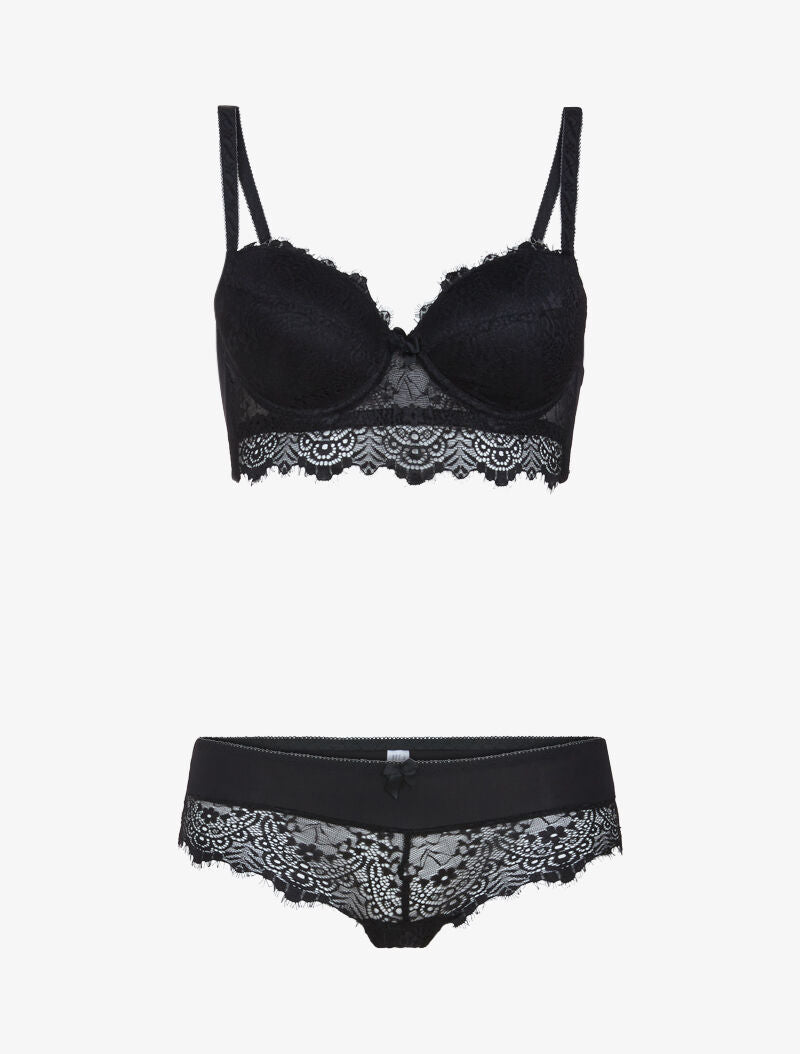 Ensemble bustier en dentelle - noir - 1