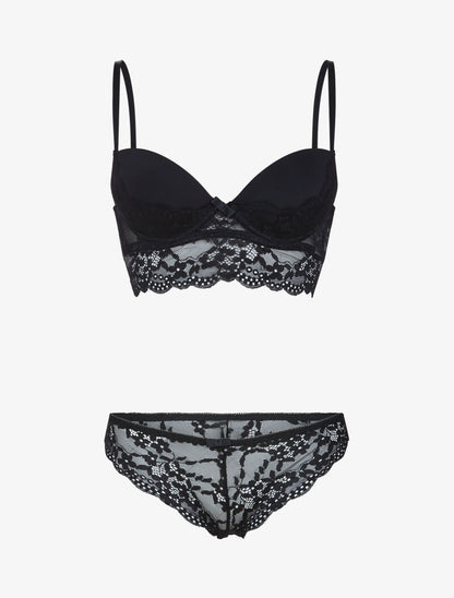Ensemble bustier bi matière - noir - 3