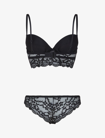 Ensemble bustier bi matière - noir - 2