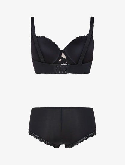 Ensemble à broderie style rosace - noir/nude - 2