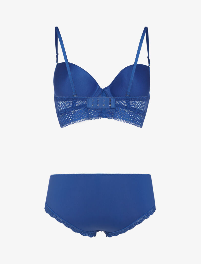 Ensemble à fleurs brodées - bleu - 2