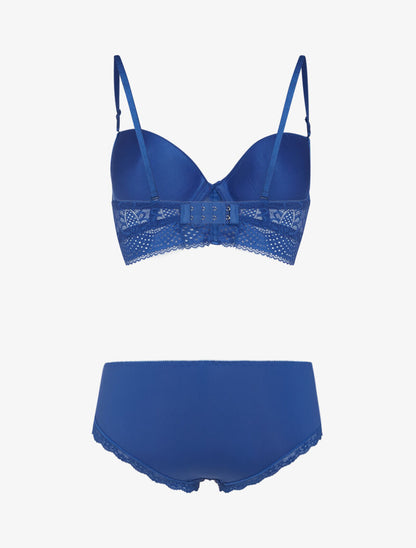 Ensemble à fleurs brodées - bleu - 2