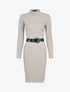Robe-pull côtelée à col montant - taupe - 4