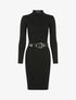Robe-pull côtelée à col montant - noir - 1