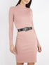 Robe-pull côtelée à col montant - rose - 1