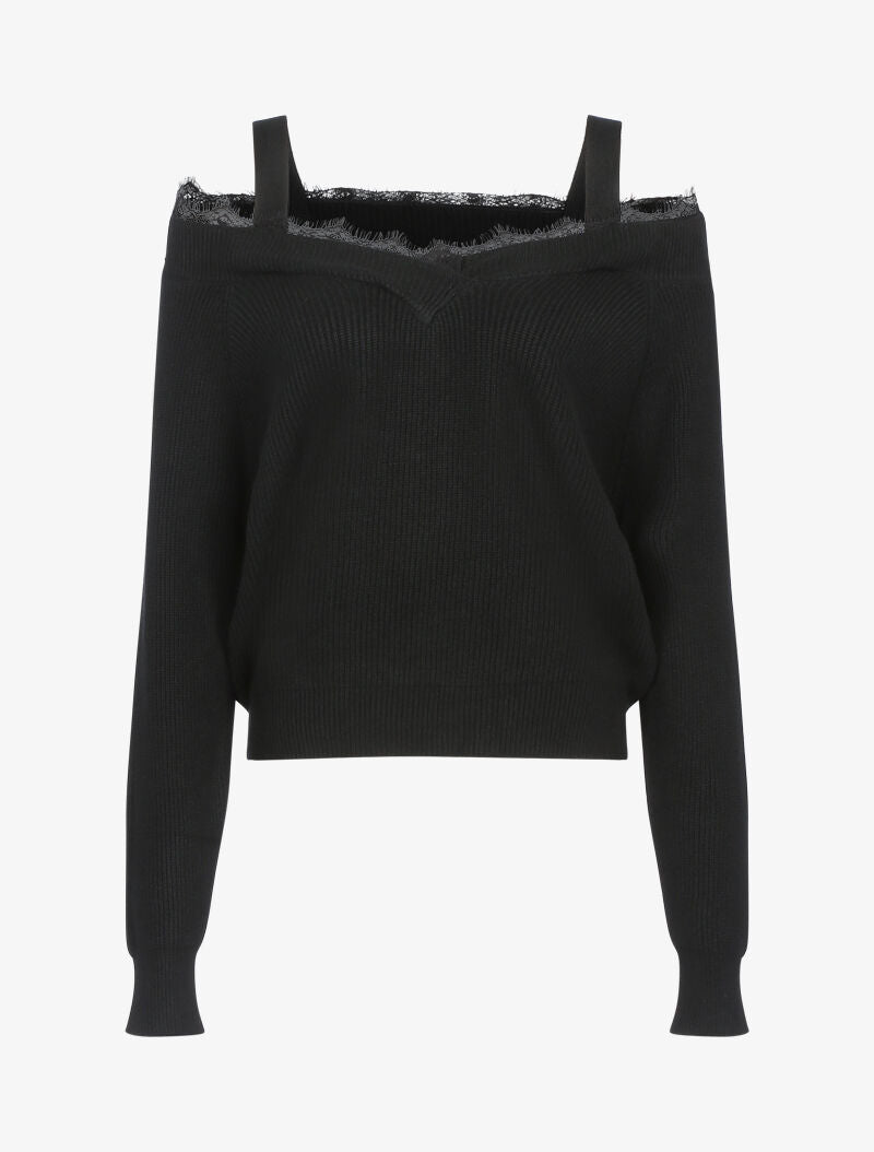 Pull à épaules dénudées - noir - 1