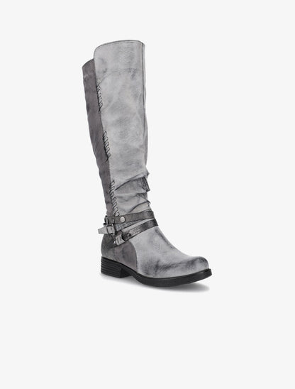 Bottes bimatière sanglées - gris - 2