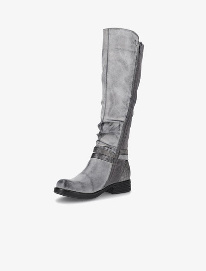 Bottes bimatière sanglées - gris - 3