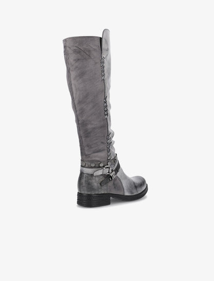 Bottes bimatière sanglées - gris - 4