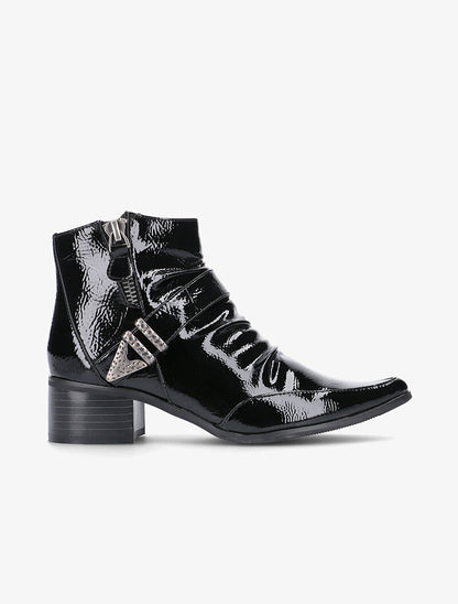 Bottines pointues plissées - noir - 2