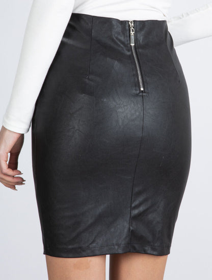 Mini jupe style portefeuille à boutons - noir - 2