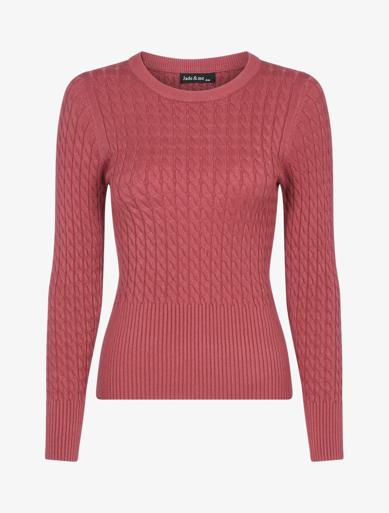 Pull court en maille torsadée - rose foncé - 3