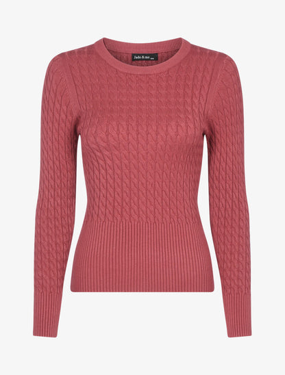 Pull court en maille torsadée - rose foncé - 3