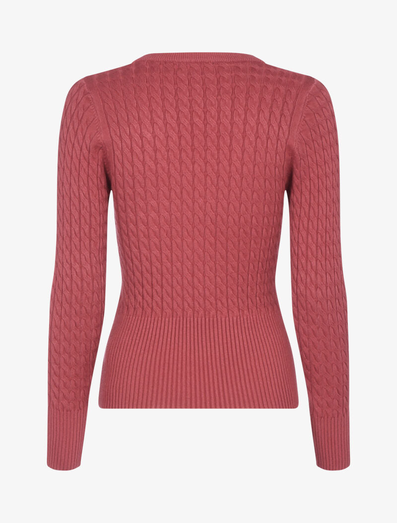Pull court en maille torsadée - rose foncé - 2