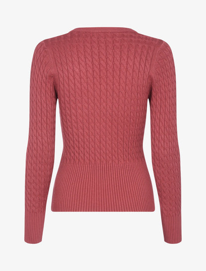 Pull court en maille torsadée - rose foncé - 2