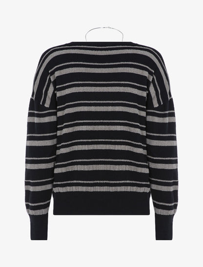 Pull à rayures en pilou - gris/noir - 3