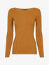 Pull côtelé à bandes en maille tressée - rouille - 1