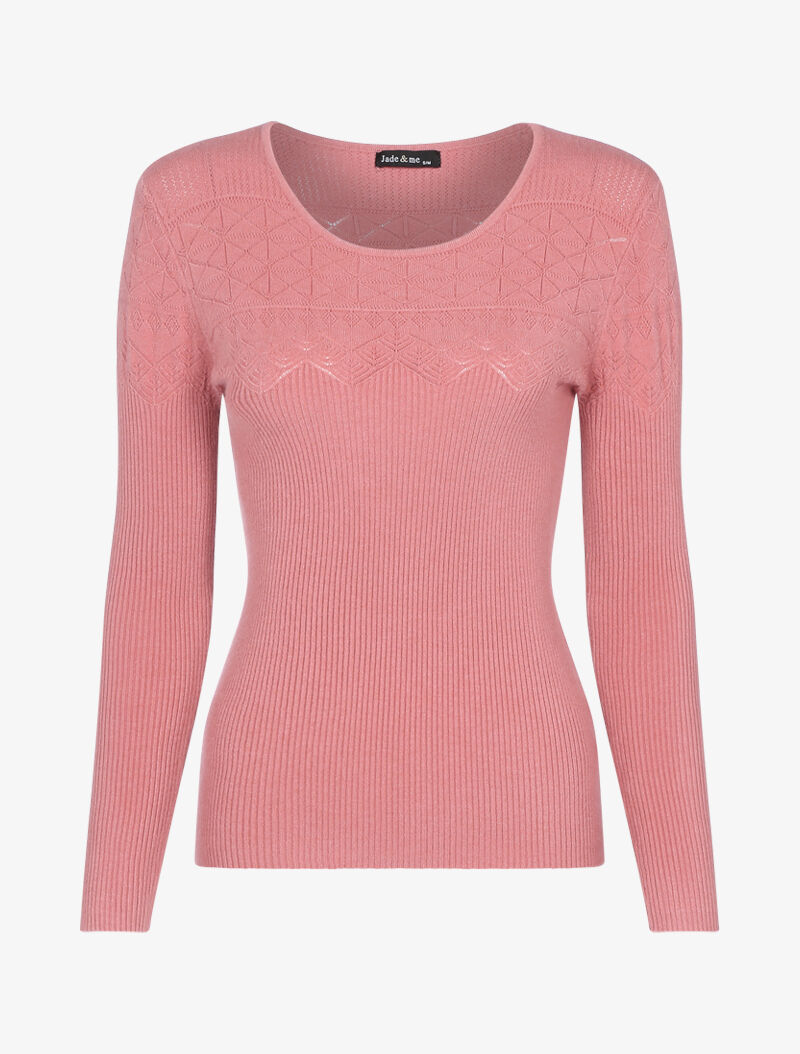 Pull à détails géométriques - rose - 3