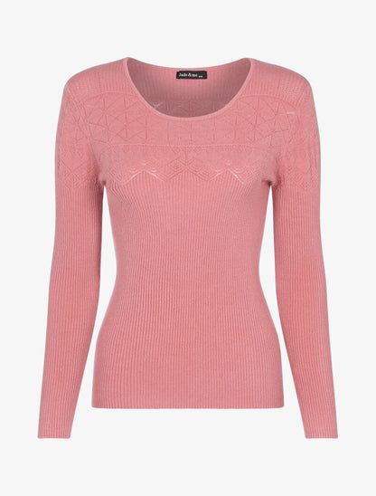 Pull à détails géométriques - rose - 3