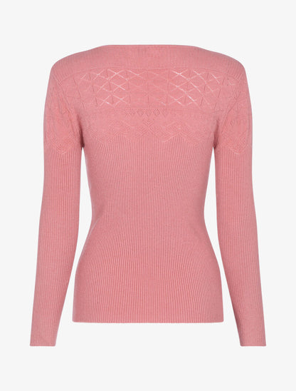 Pull à détails géométriques - rose - 2