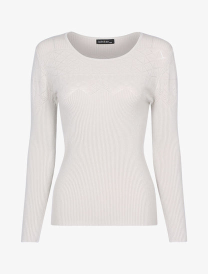 Pull à détails géométriques - beige - 1