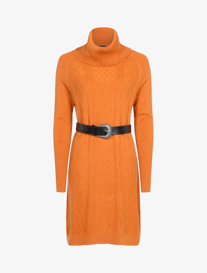 Robe pull à manches bishop et détails géométriques - rouille - 2