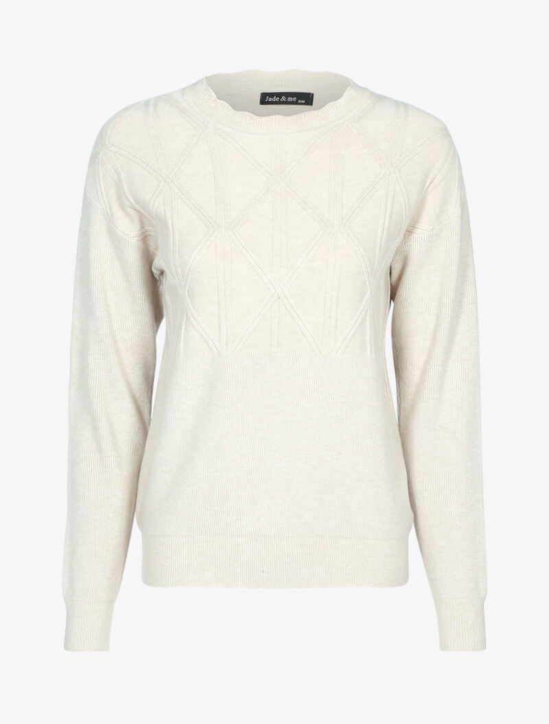 Pull à détails géométriques texturés - beige - 2