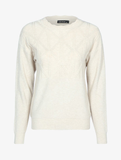 Pull à détails géométriques texturés - beige - 2