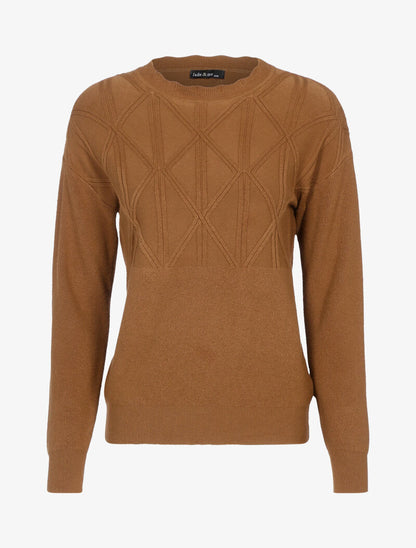 Pull à détails géométriques texturés - marron - 1