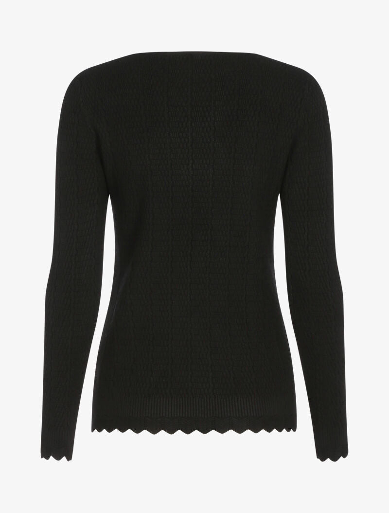 Pull texturé à bords ondulés - noir - 2