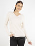 Pull texturé à bords ondulés - beige - 4