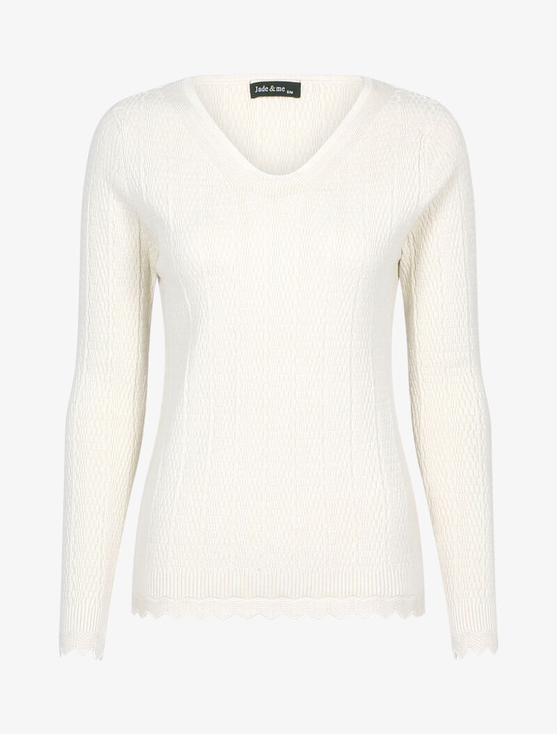 Pull texturé à bords ondulés - beige - 2