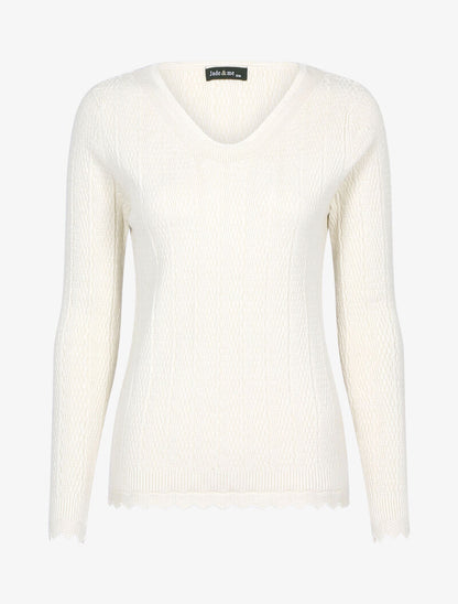 Pull texturé à bords ondulés - beige - 2