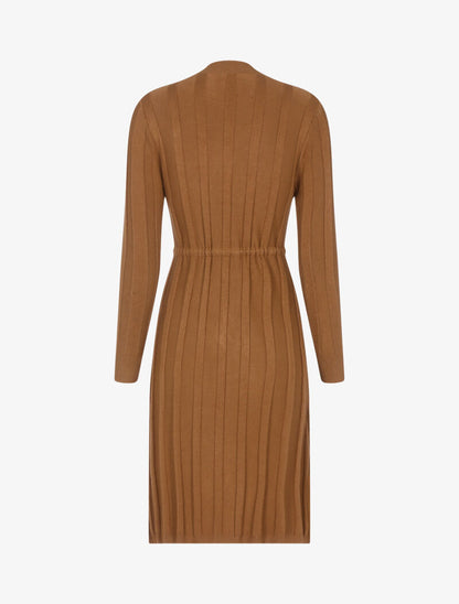 Robe pull à cordon de serrage - marron - 3