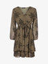 Robe patineuse effet velours et fleurs graphiques - taupe - 1