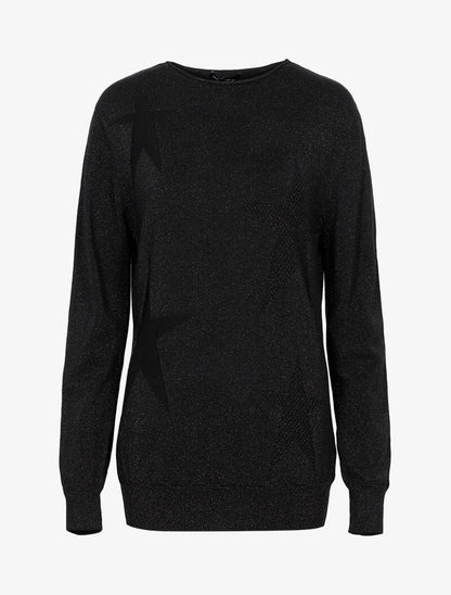 Pull long pailleté étoilé - noir - 2
