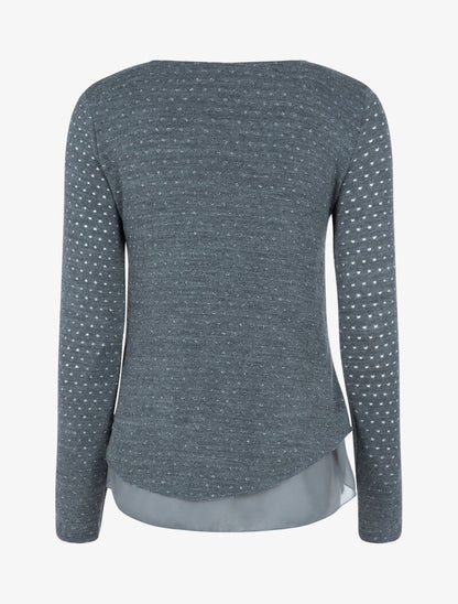 Top en maille à imprimé moucheté brillant - gris foncé - 2