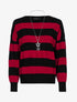 Pull à larges rayures en pilou - lie de vin/noir - 1